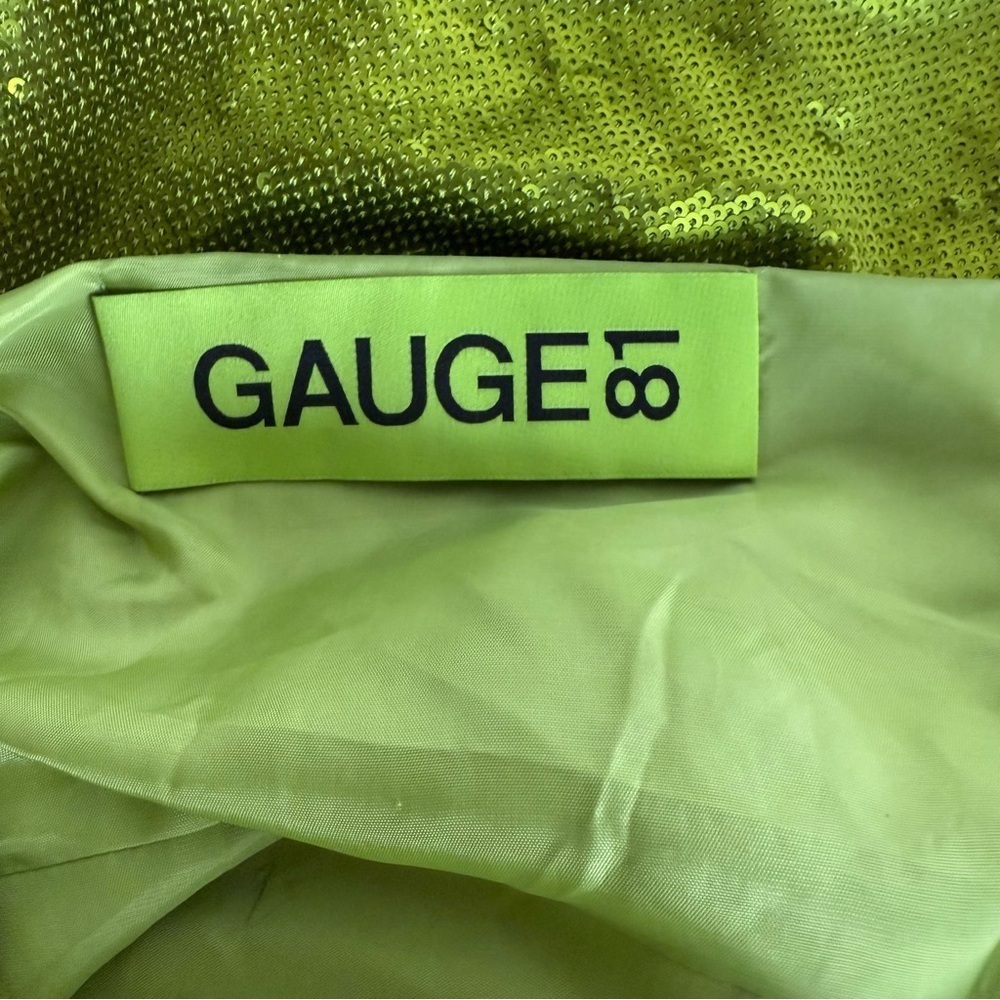 Gauge81 Almora Sequin Mini Dress Lime Green Sz 36 S Ruched Designer Party - Picture 12 of 13